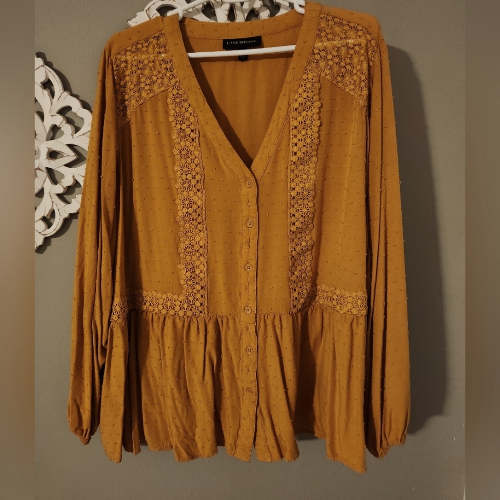 NWOT Lane Bryant Plus Size 22 Blouse Mustard